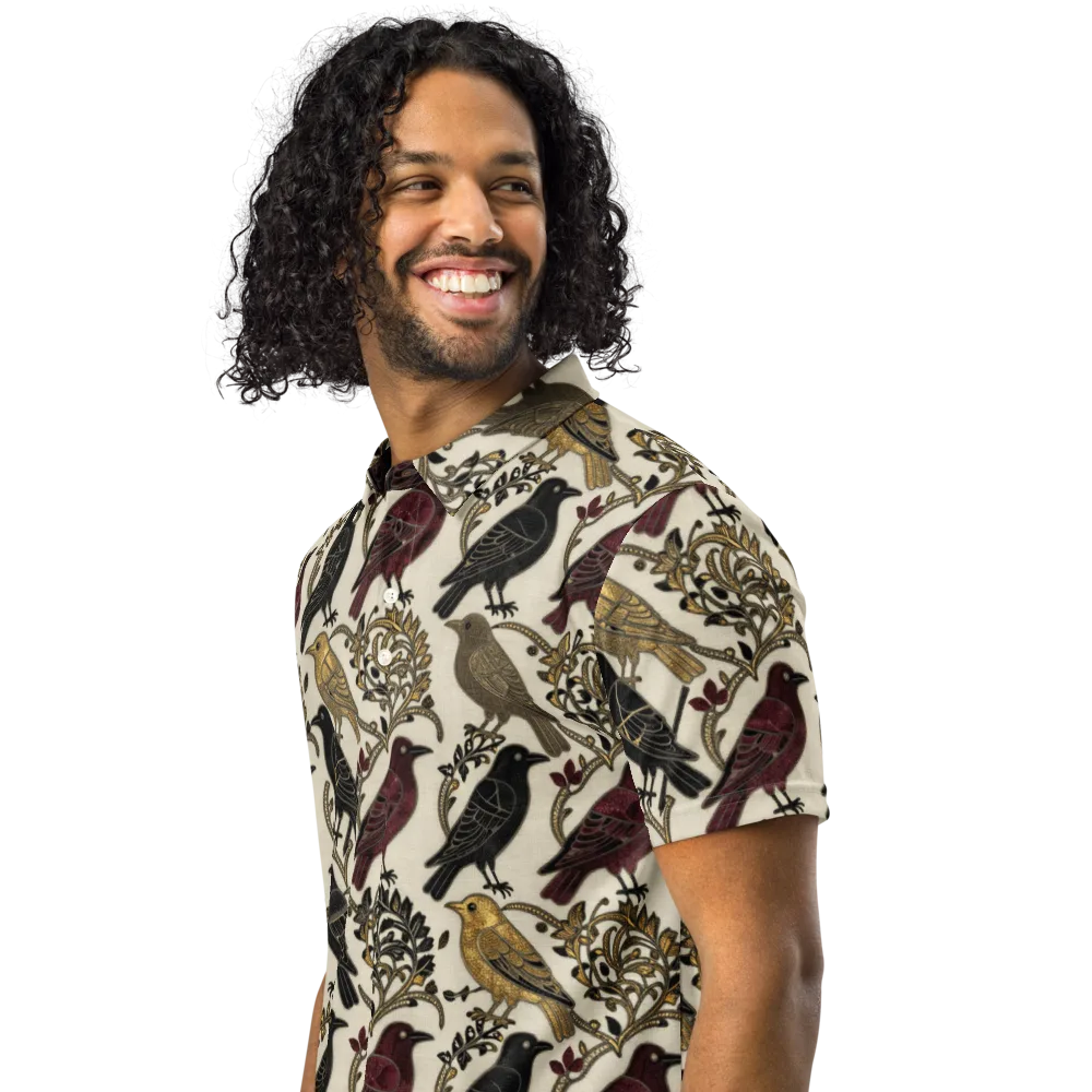 Ravenwood Aviary on Men's Slim Fit Polo Shirt — Left Front