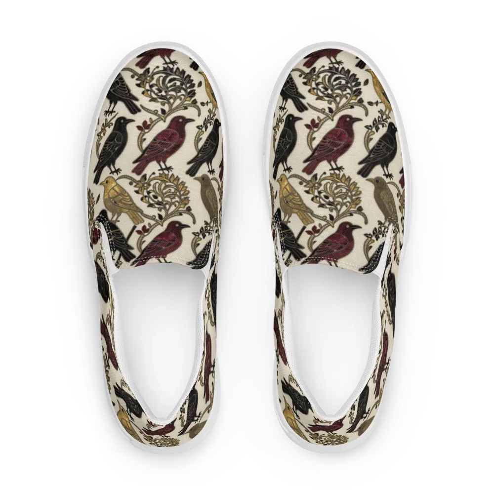 Ravenwood Aviary on Men's Slip-On Canvas Shoes — Front