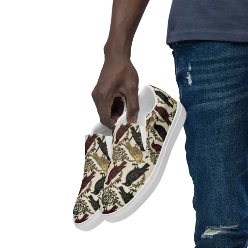 Ravenwood Aviary on a Men's Slip-On Canvas Shoes