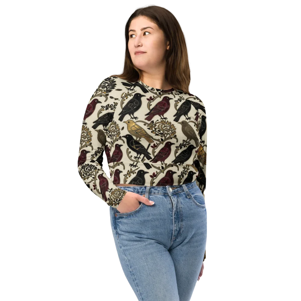 Ravenwood Aviary on Long Sleeve Crop Top — Front