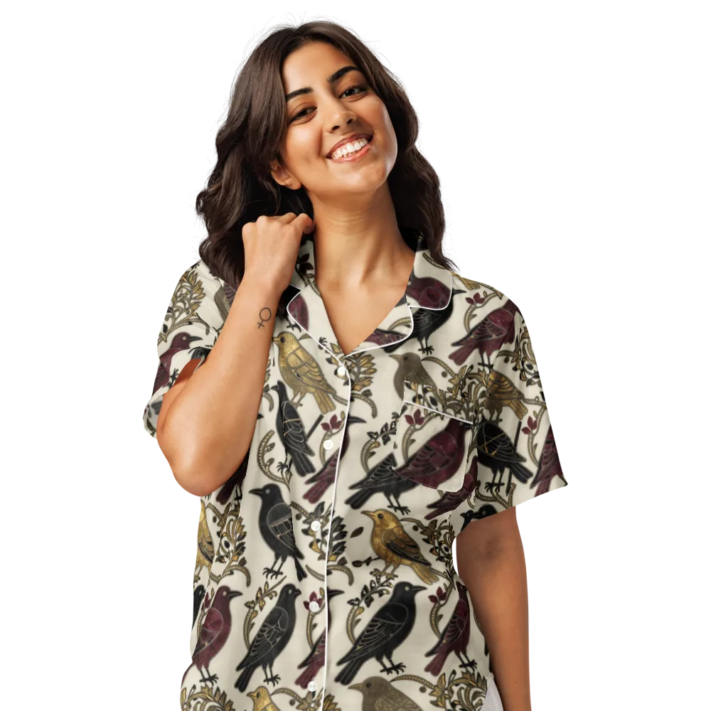 Ravenwood Aviary on Women's Short Sleeve Pajama Top — Front