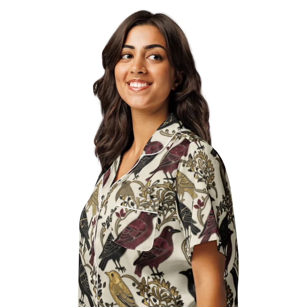 Ravenwood Aviary on Women's Short Sleeve Pajama Top — Left Front