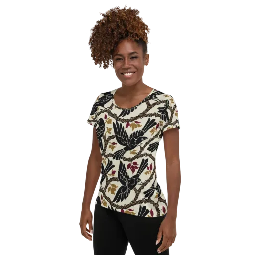 Ropebound Rooks on a Women's Athletic T-Shirt