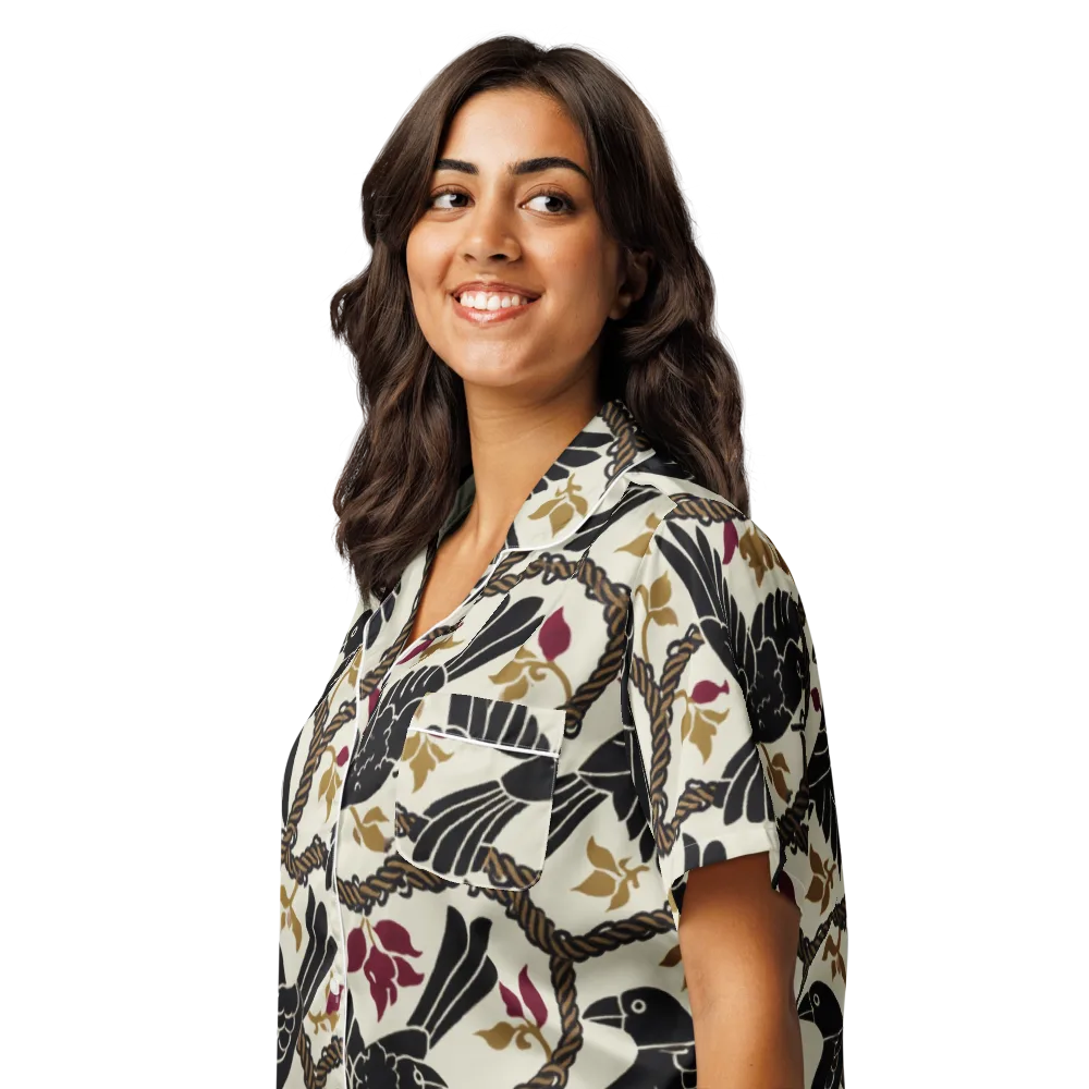Ropebound Rooks on Women's Short Sleeve Pajama Top — Left Front