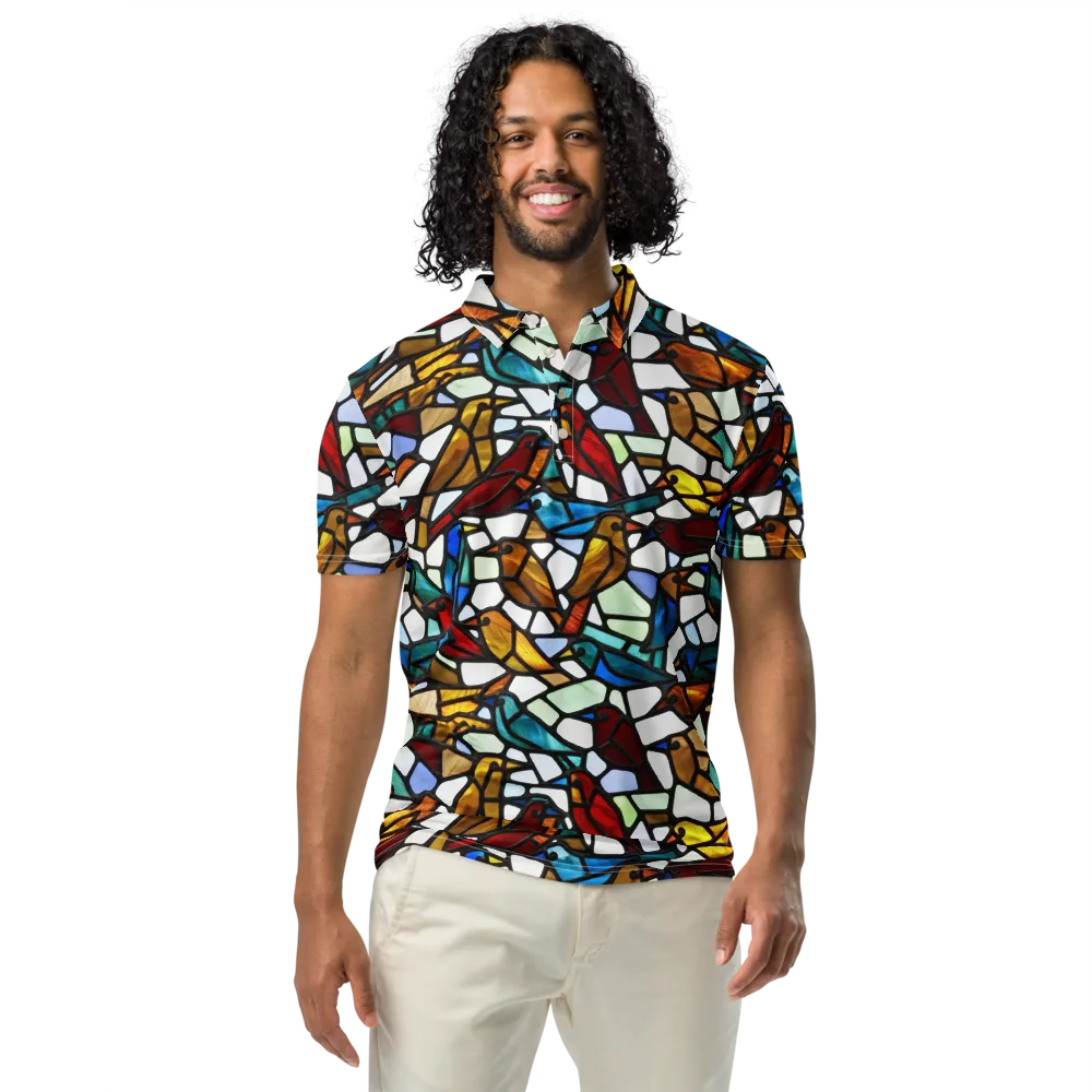 Stained Aviary on Men's Slim Fit Polo Shirt — Front