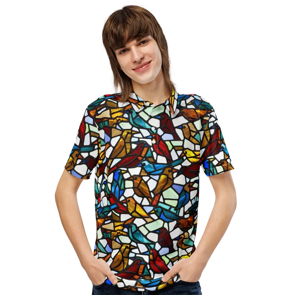 Stained Aviary on Men's Slim Fit Polo Shirt — Front