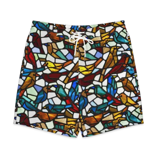 Stained Aviary on a Men's Board Shorts