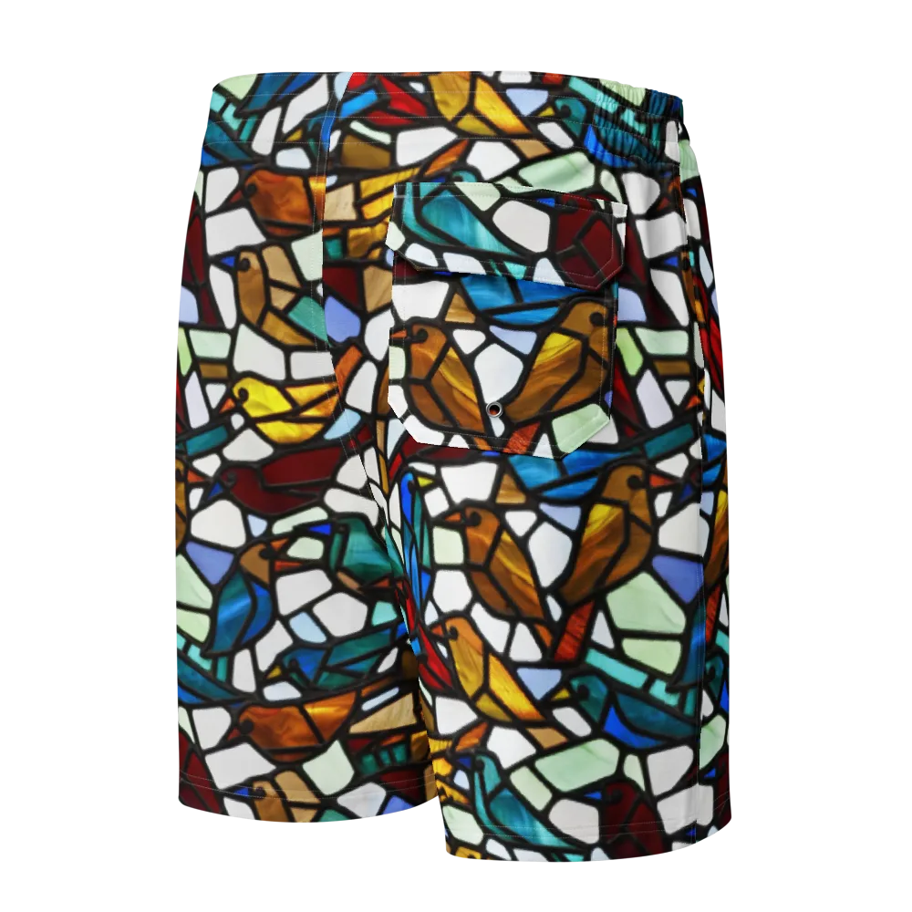 Stained Aviary on Men's Board Shorts — Back
