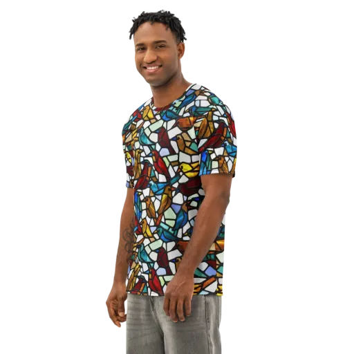 Stained Aviary on a Men's Cotton Crew Neck T-Shirt