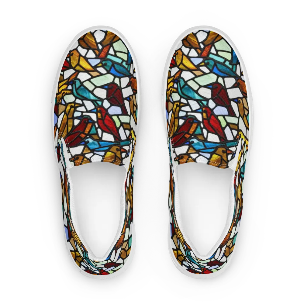 Stained Aviary on Men's Slip-On Canvas Shoes — Front