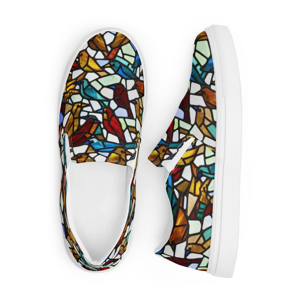 Stained Aviary on Men's Slip-On Canvas Shoes — Front
