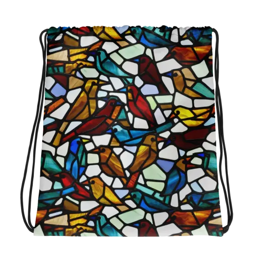Stained Aviary on a Drawstring Bag