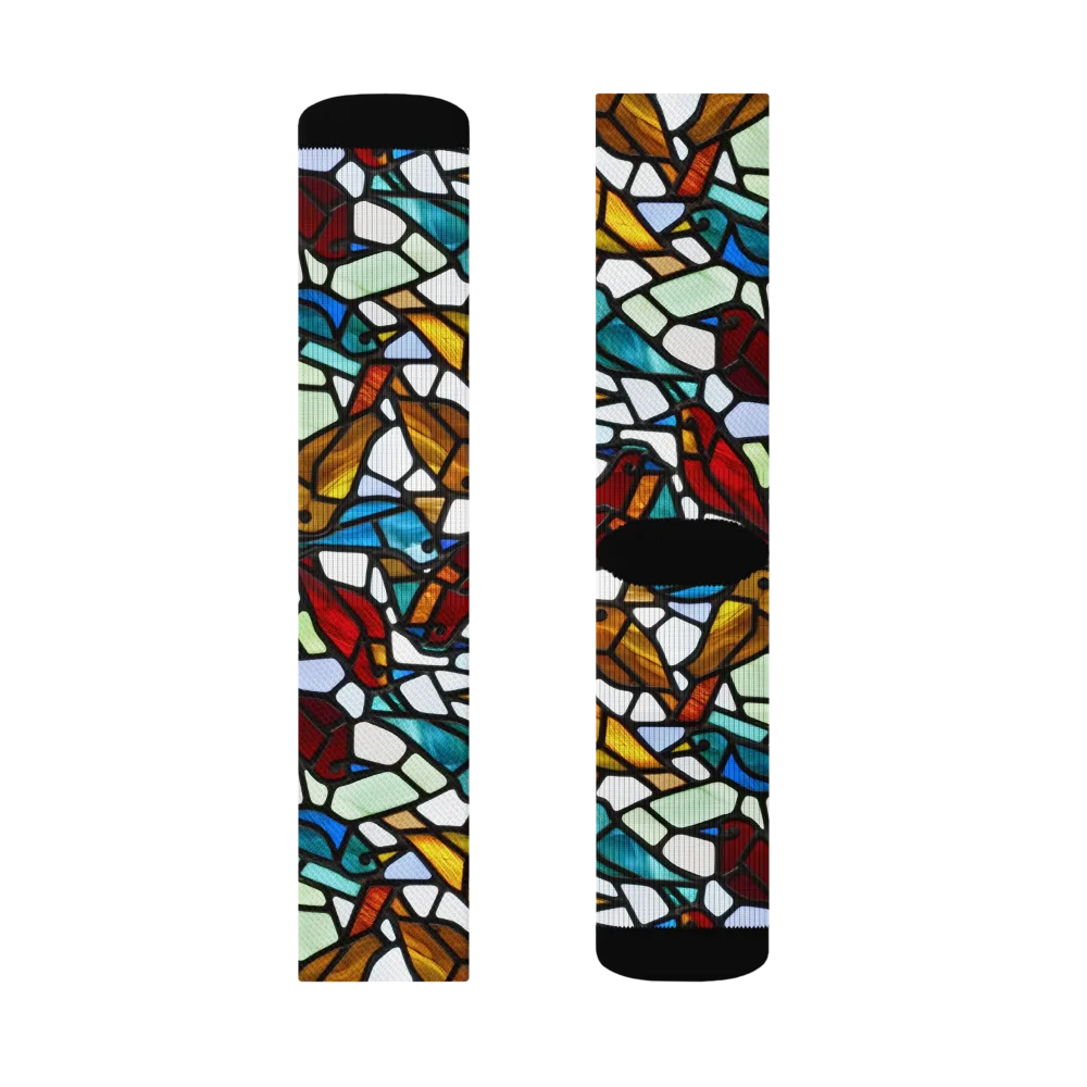 Stained Aviary on Socks — Left Sock