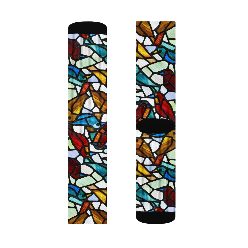 Stained Aviary on Socks — Right Sock