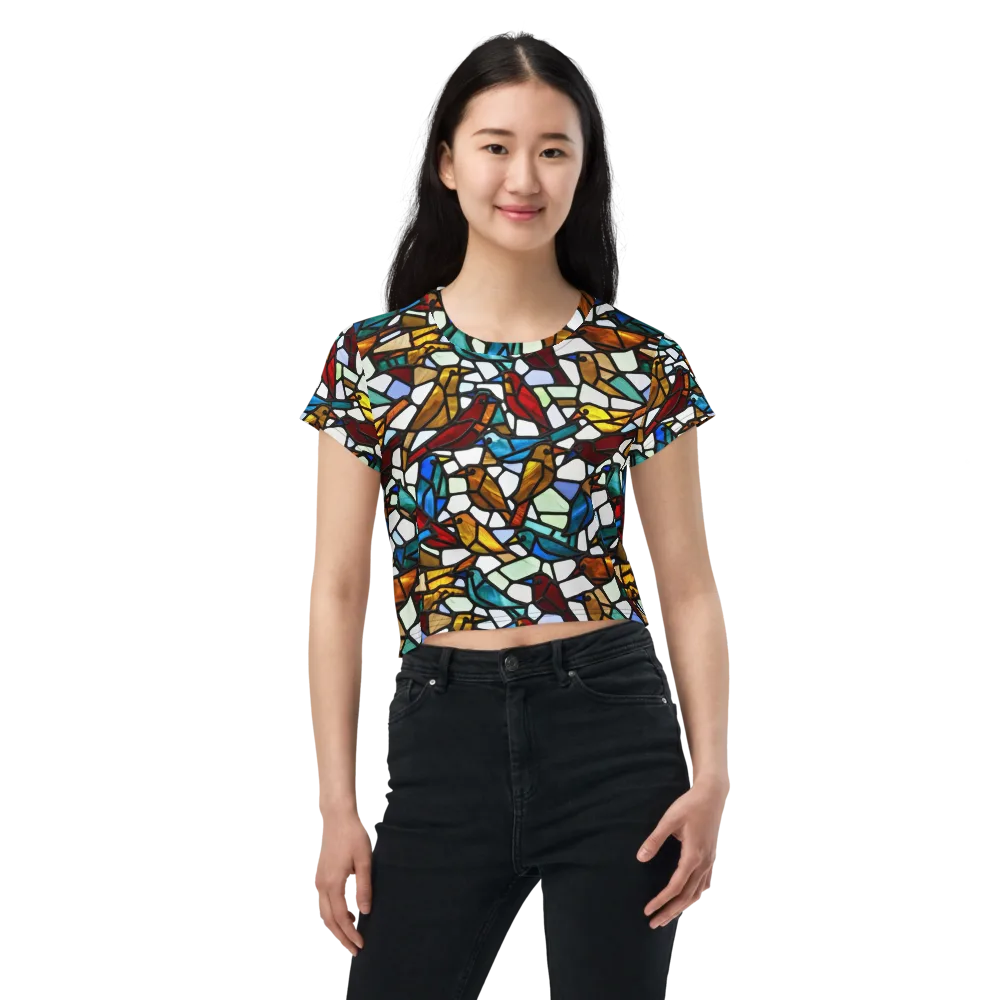 Stained Aviary on Crop Tee — Front