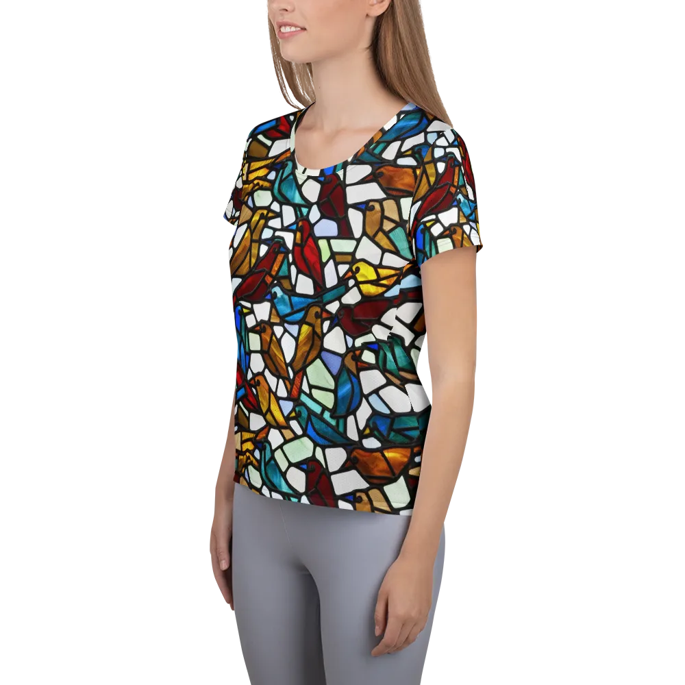 Stained Aviary on Women's Athletic T-Shirt — Left