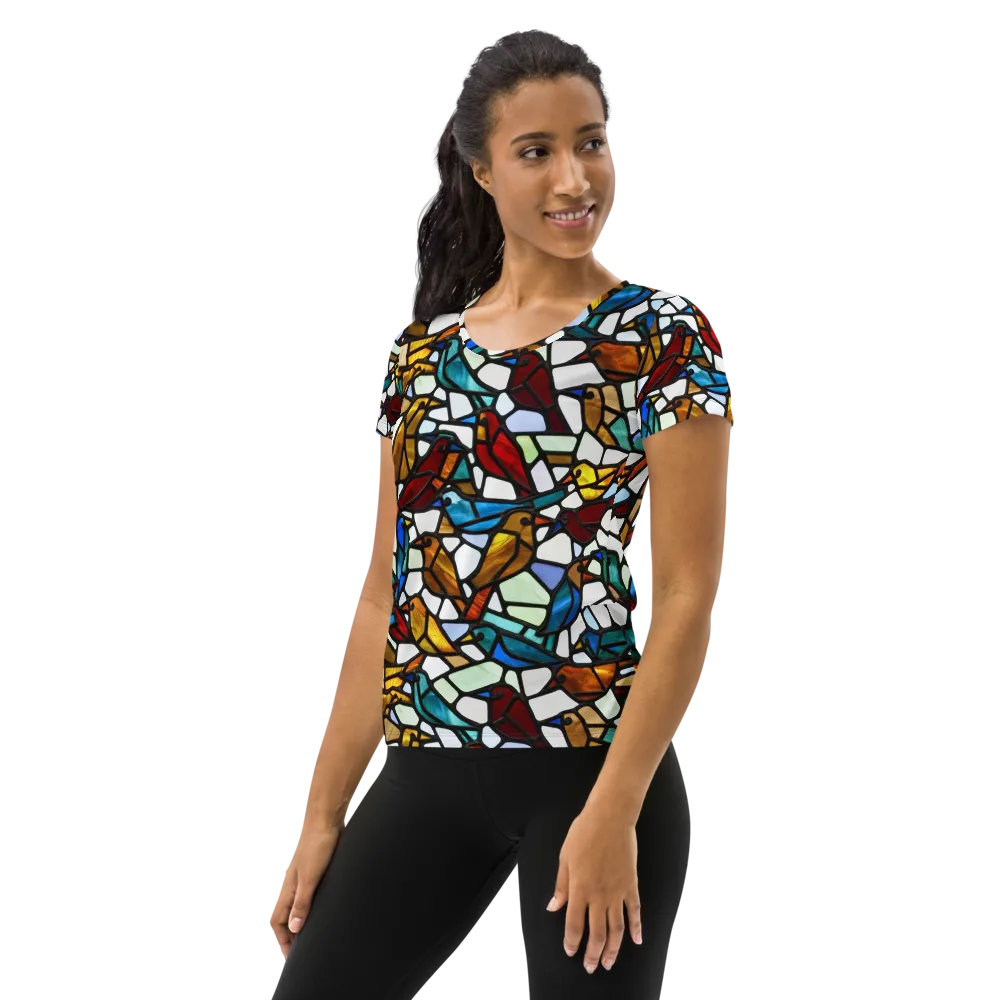 Stained Aviary on Women's Athletic T-Shirt — Left