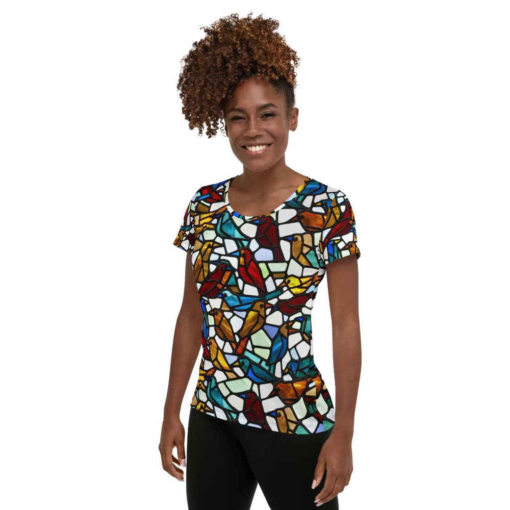 Stained Aviary on Women's Athletic T-Shirt — Left