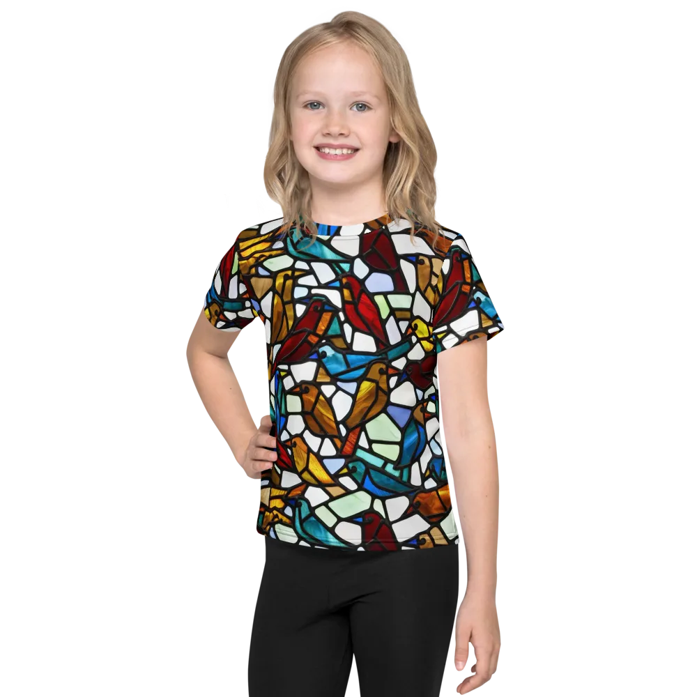 Stained Aviary on Kids Crew Neck T-Shirt — Front