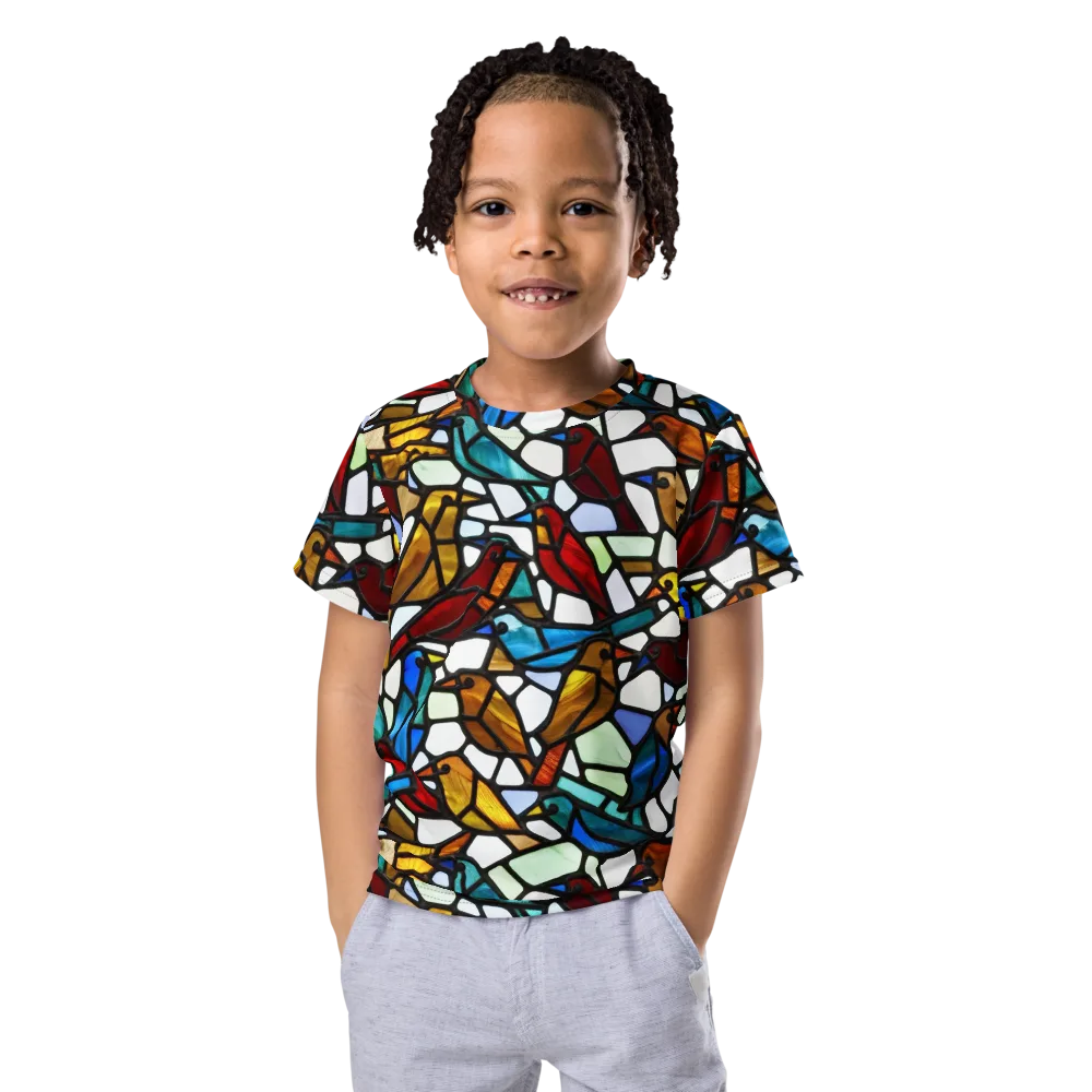 Stained Aviary on Kids Crew Neck T-Shirt — Front