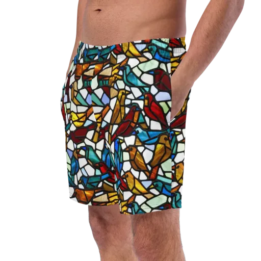 Stained Aviary on a Swim Trunks