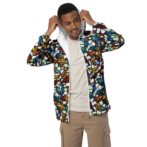 Stained Aviary on a Men's Windbreaker