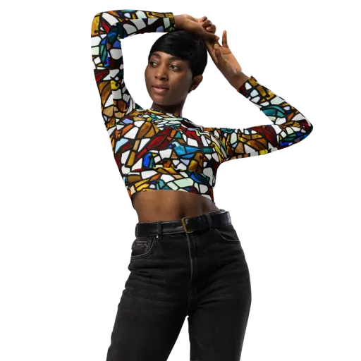 Stained Aviary on a Long Sleeve Crop Top