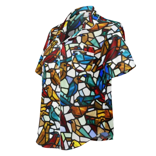 Stained Aviary on a Women's Short Sleeve Pajama Top