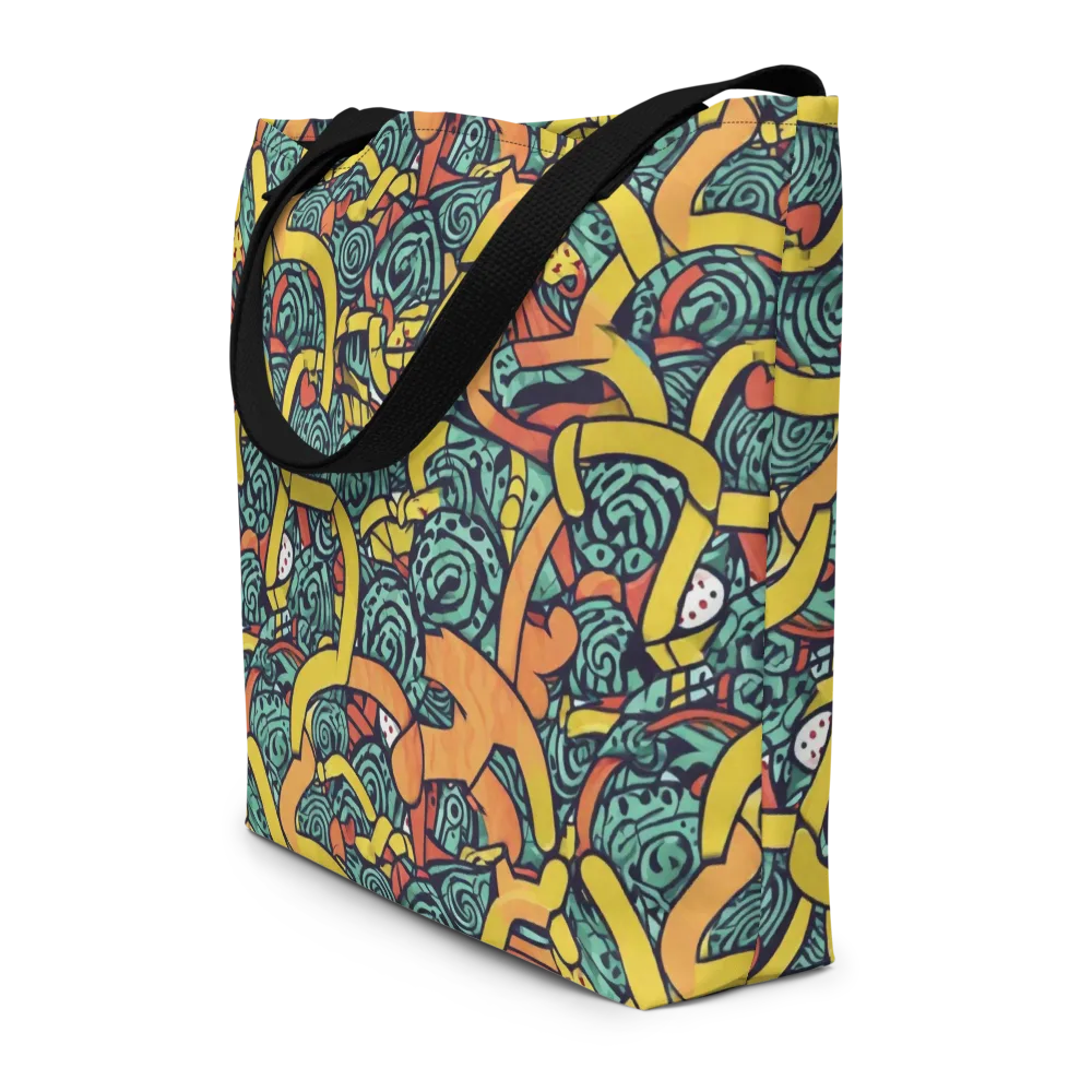 Aqua Riddle on Large Tote Bag W/ Pocket — Front