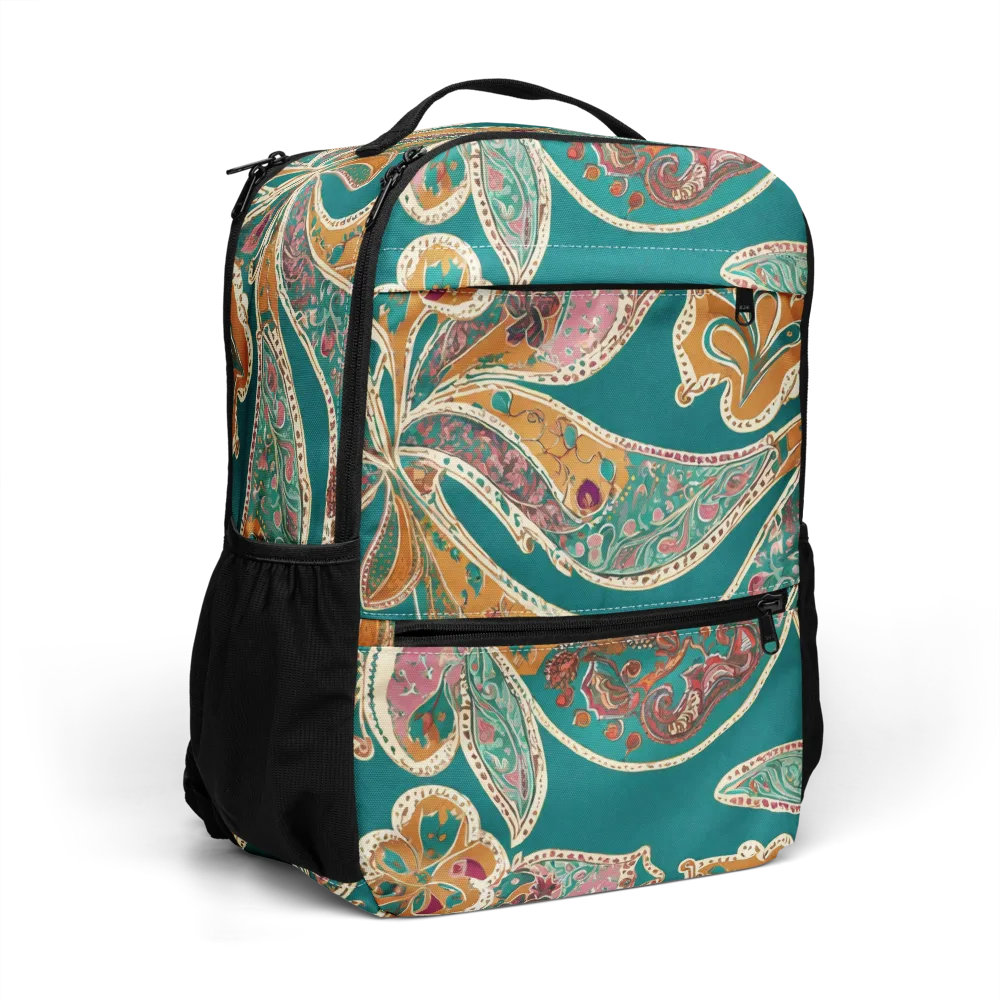 Teal Paisley Reverie on Utility Backpack — Right Front