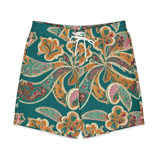 Teal Paisley Reverie on a Men's Board Shorts