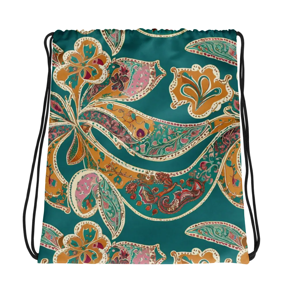 Teal Paisley Reverie on Drawstring Bag — Photo
