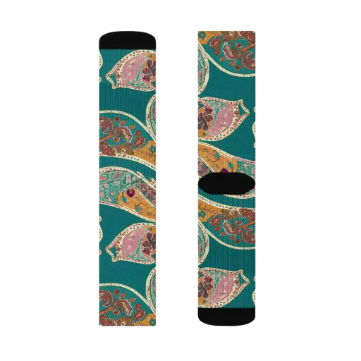 Teal Paisley Reverie on a Socks