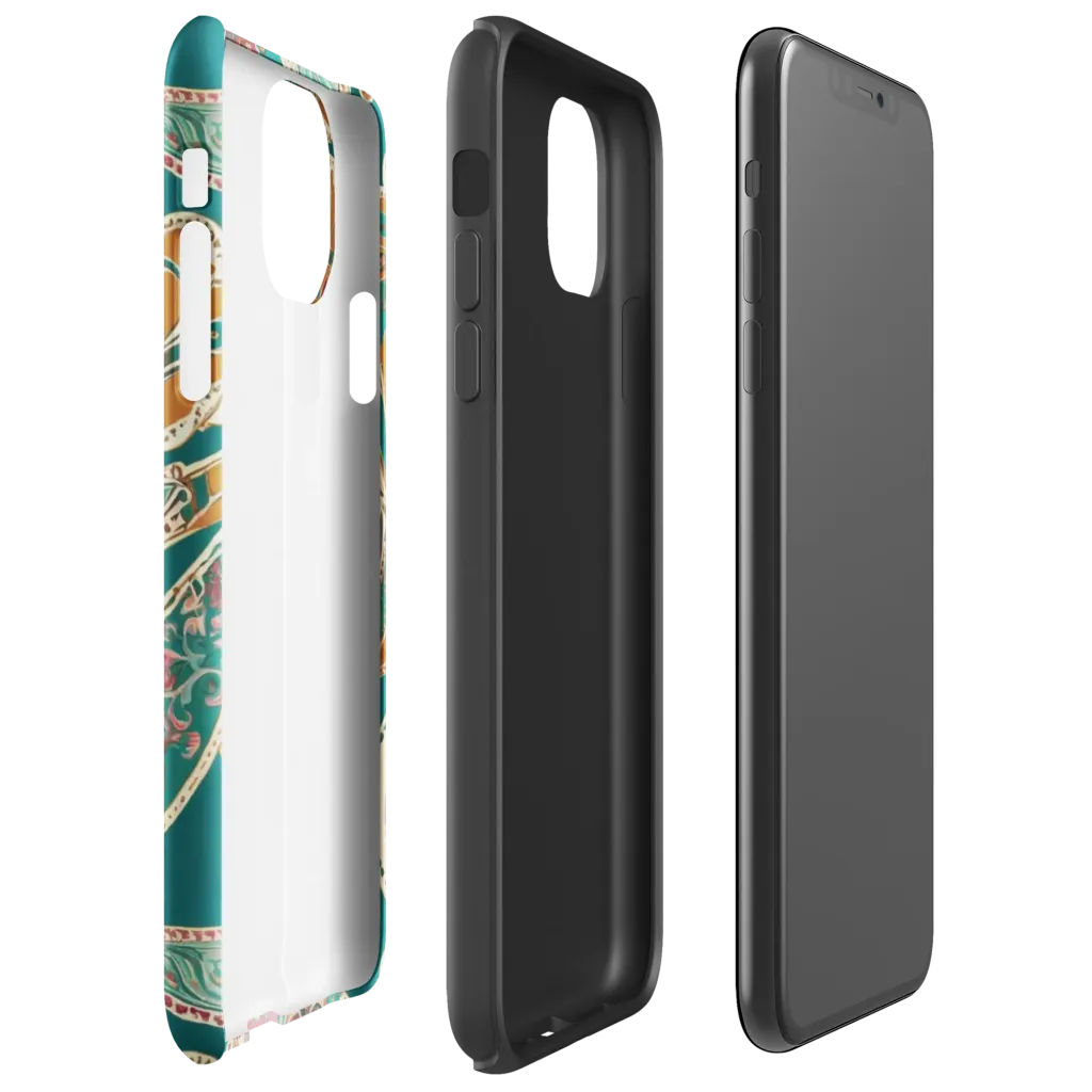 Teal Paisley Reverie on Tough Case for iPhone® — Right