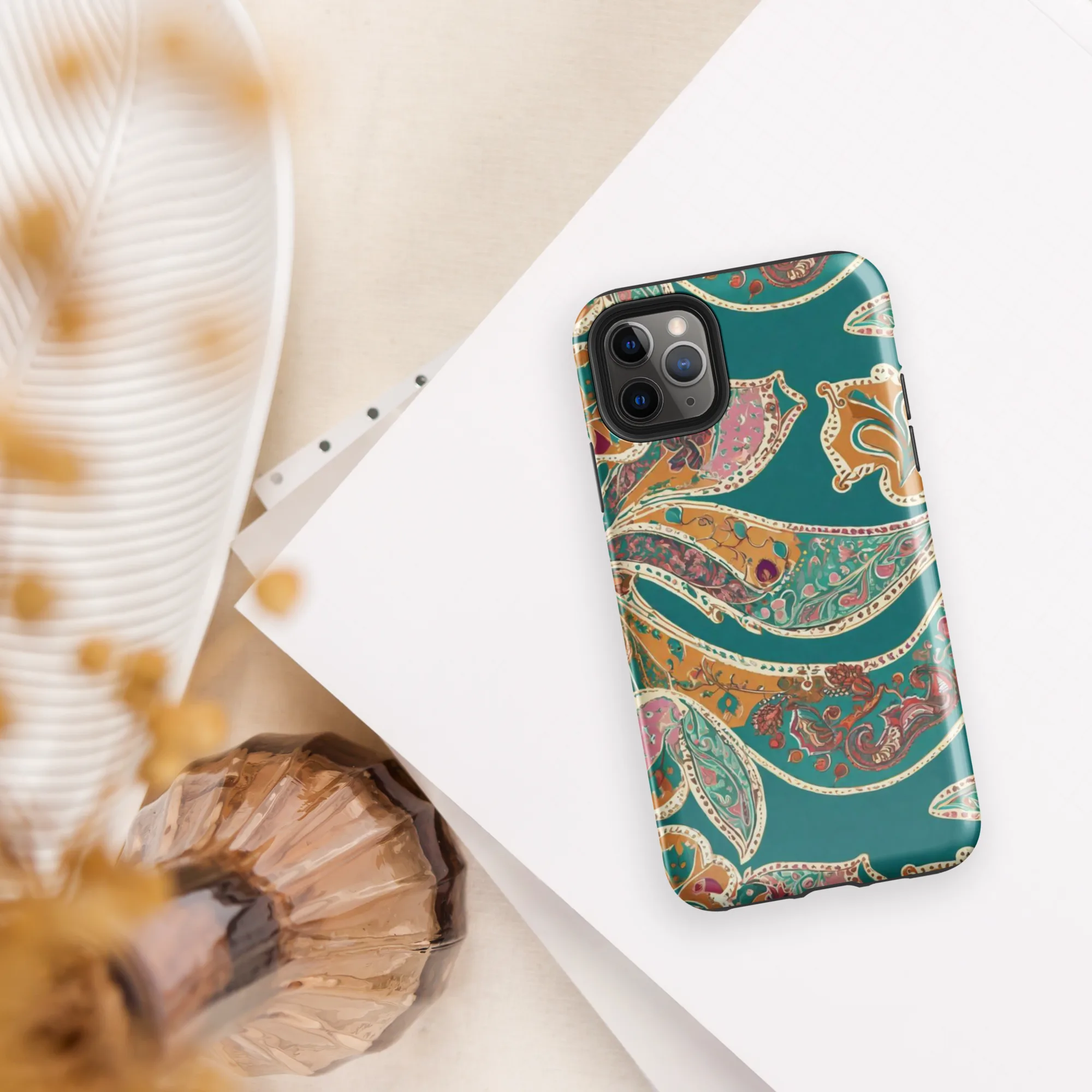Teal Paisley Reverie on Tough Case for iPhone® — Front