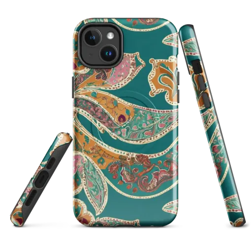 Teal Paisley Reverie on a MagSafe Tough Case for iPhone®
