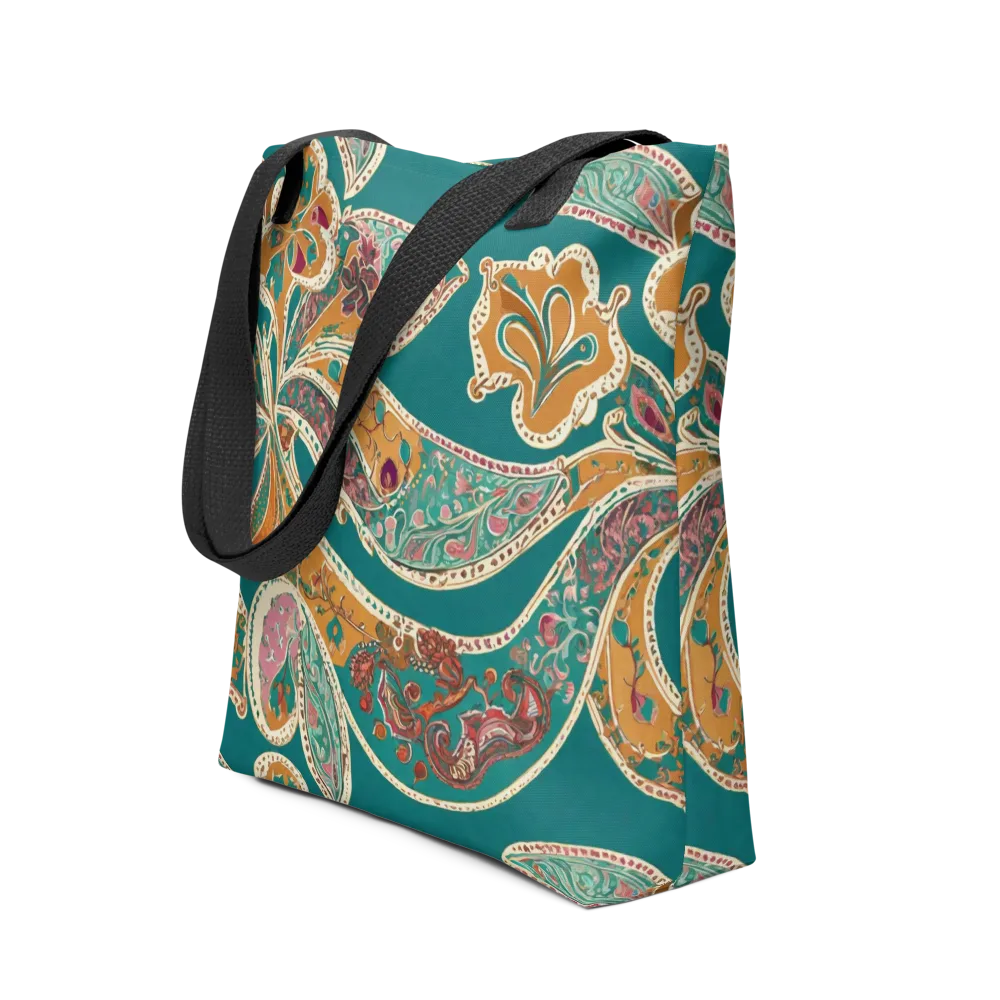 Teal Paisley Reverie on Tote Bag — Front