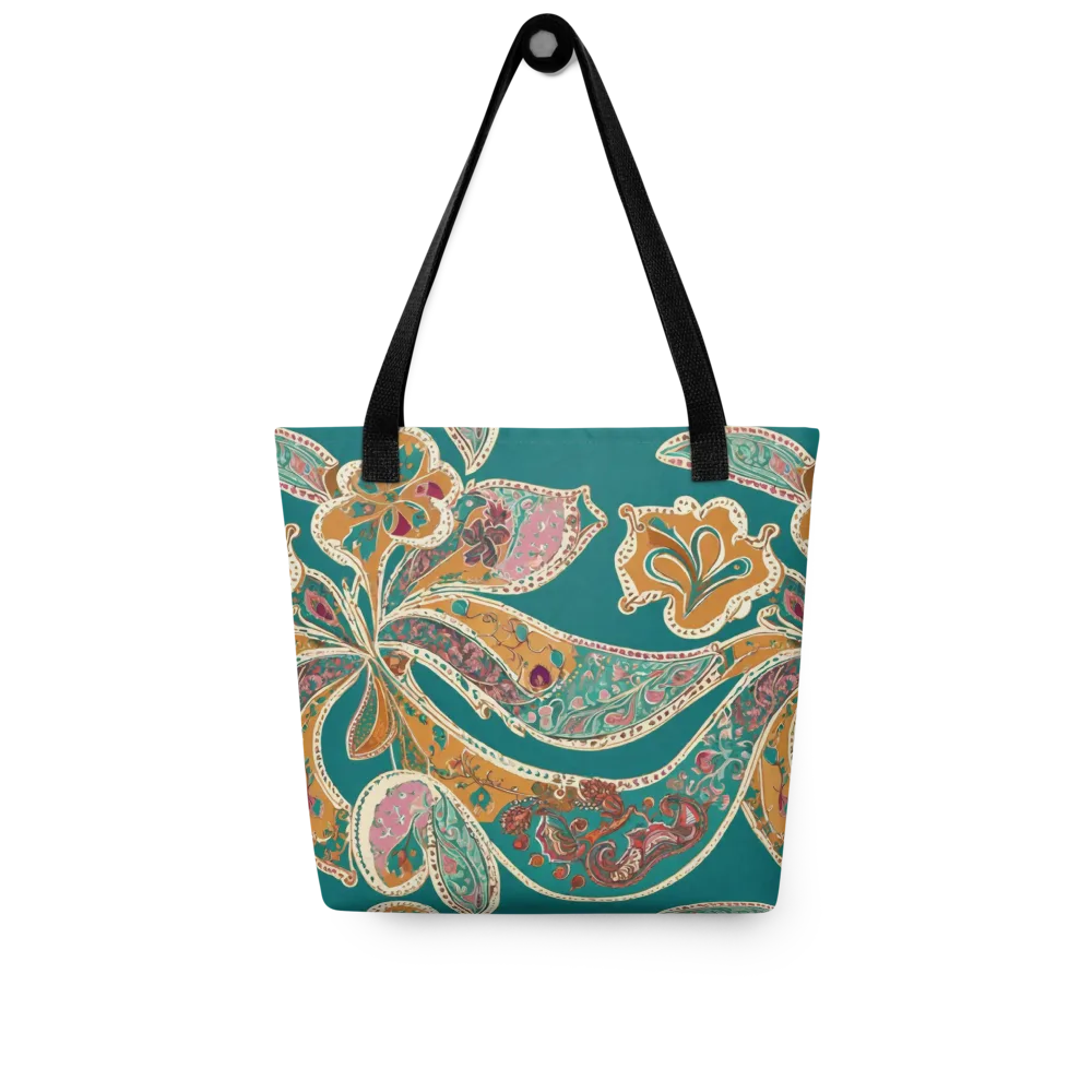 Teal Paisley Reverie on Tote Bag — Front