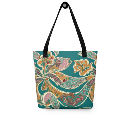 Teal Paisley Reverie on a Tote Bag