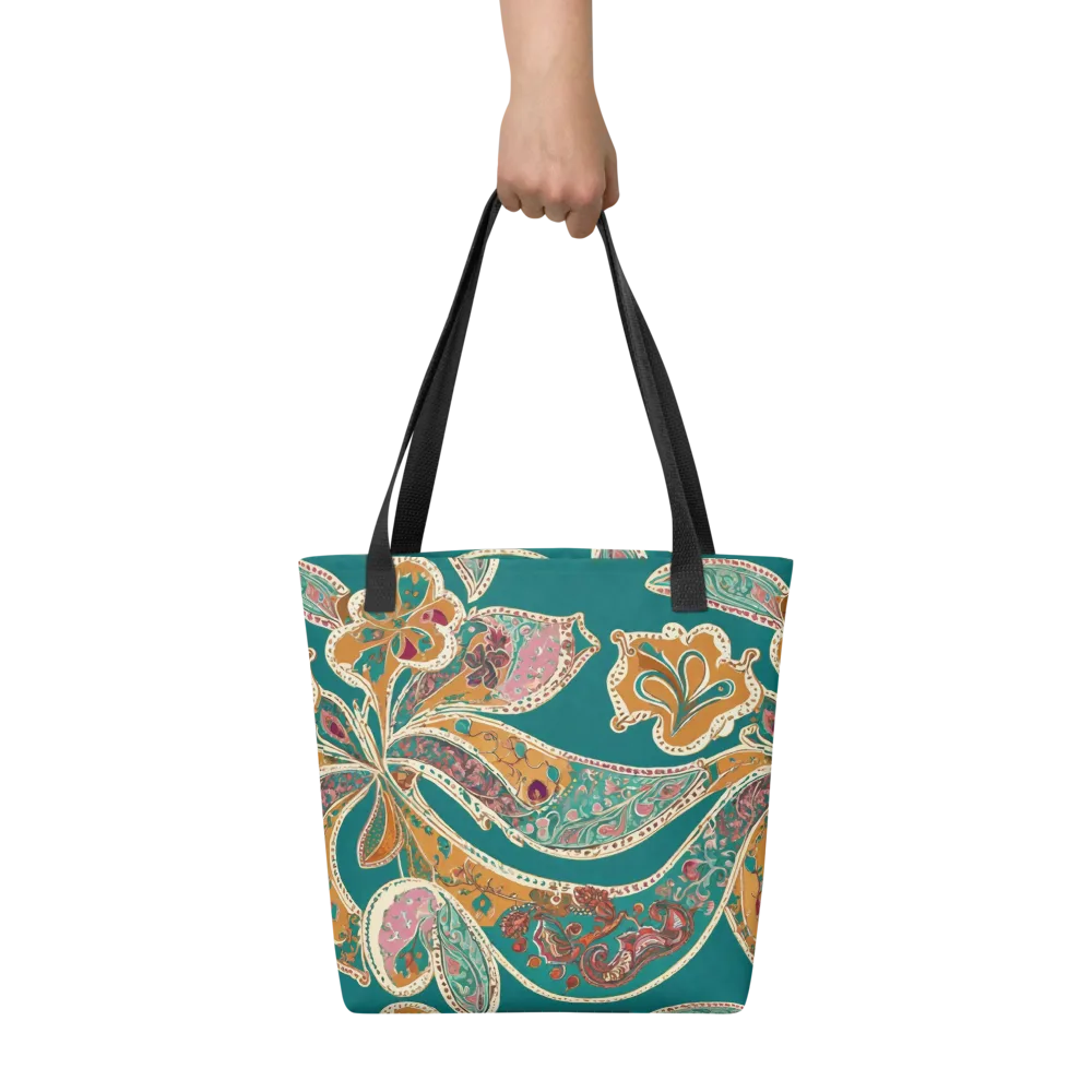 Teal Paisley Reverie on Tote Bag — Front