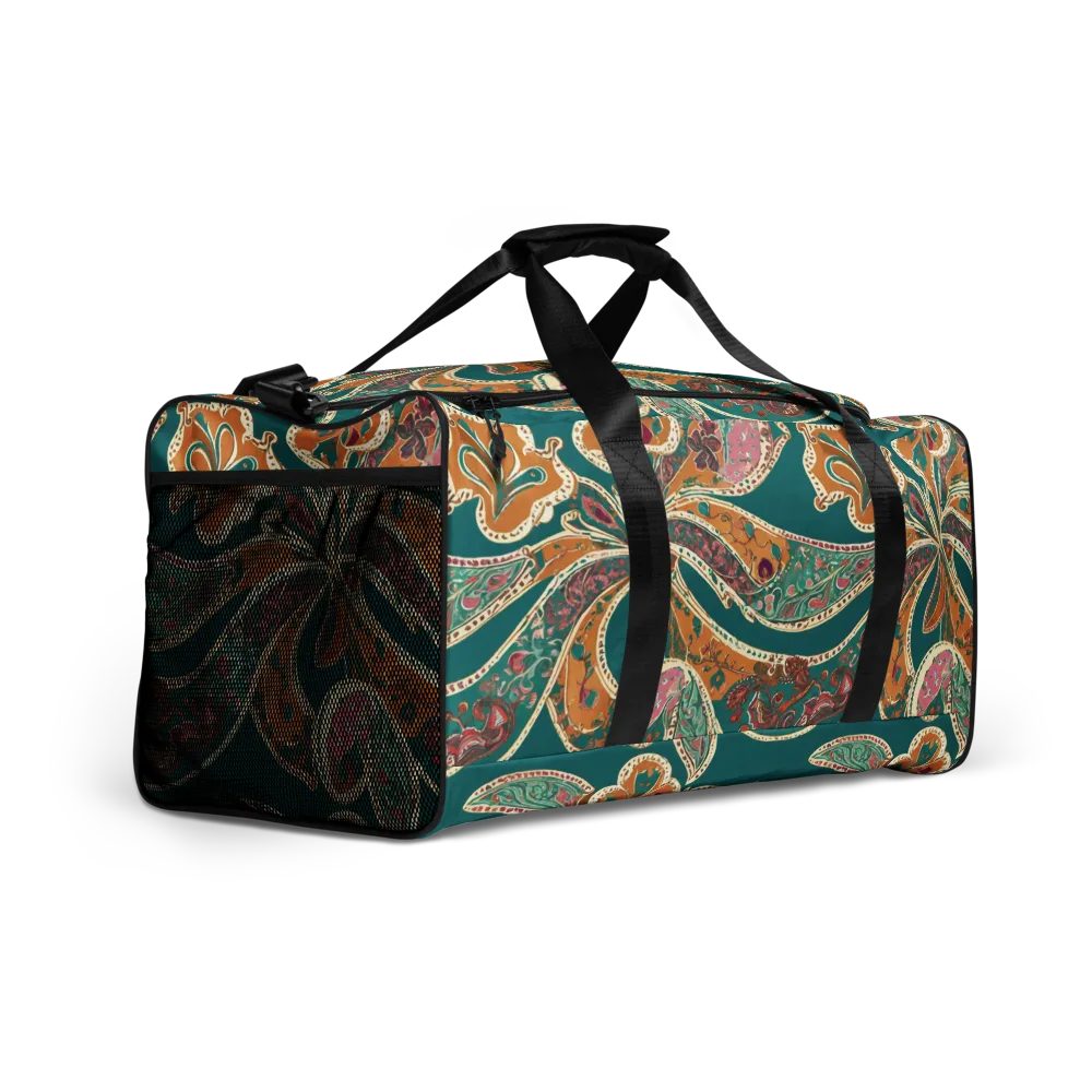 Teal Paisley Reverie on Duffle Bag — Right Front