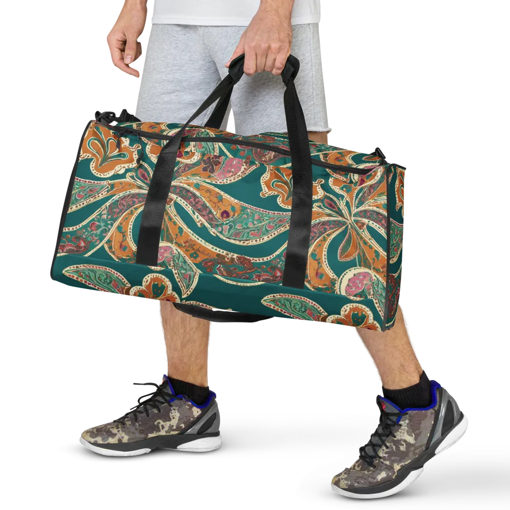 Teal Paisley Reverie on Duffle Bag — Front