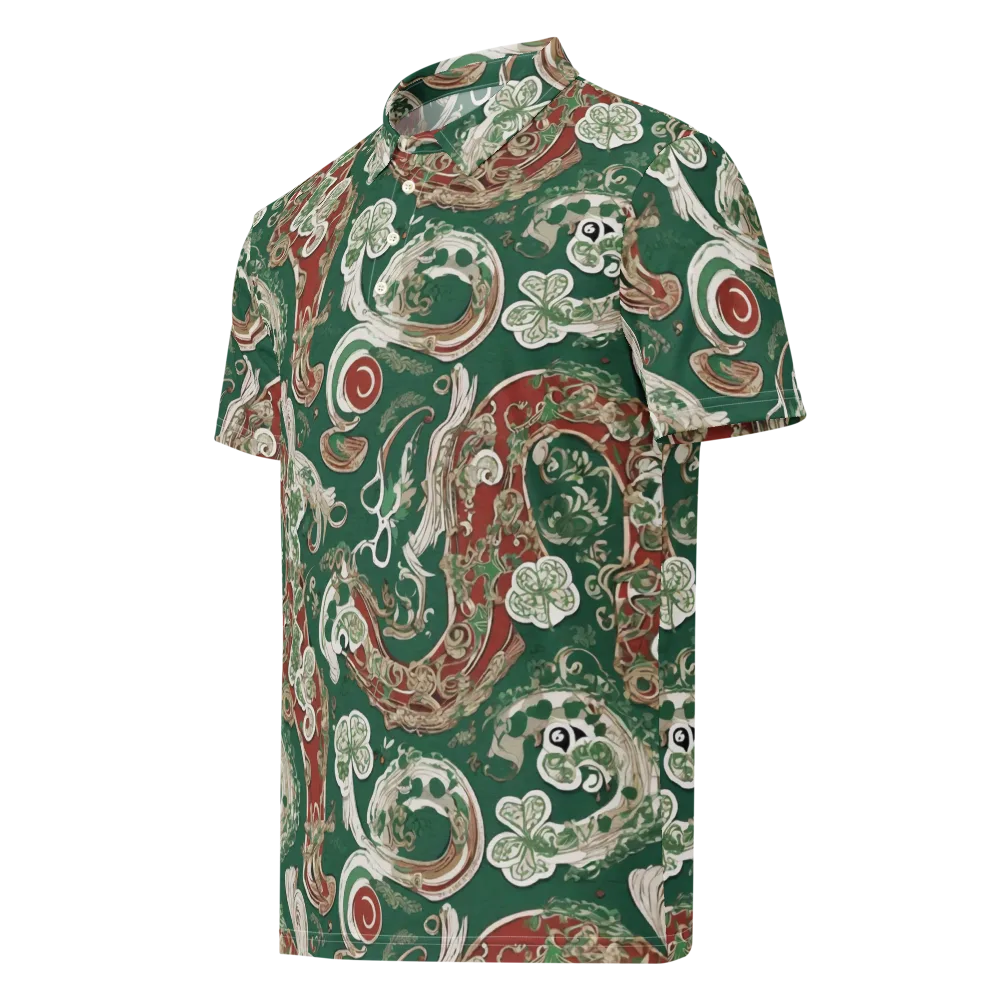 Emerald Curlicue on Men's Slim Fit Polo Shirt — Left Front