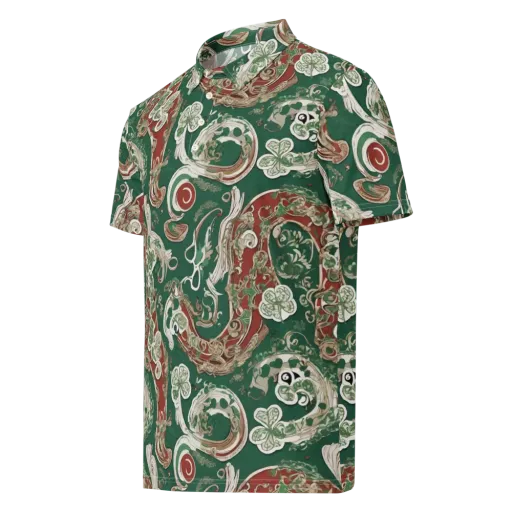 Emerald Curlicue on a Men's Slim Fit Polo Shirt