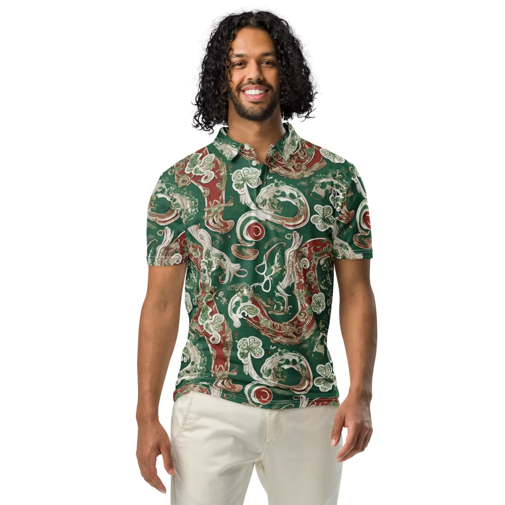Emerald Curlicue on Men's Slim Fit Polo Shirt — Front