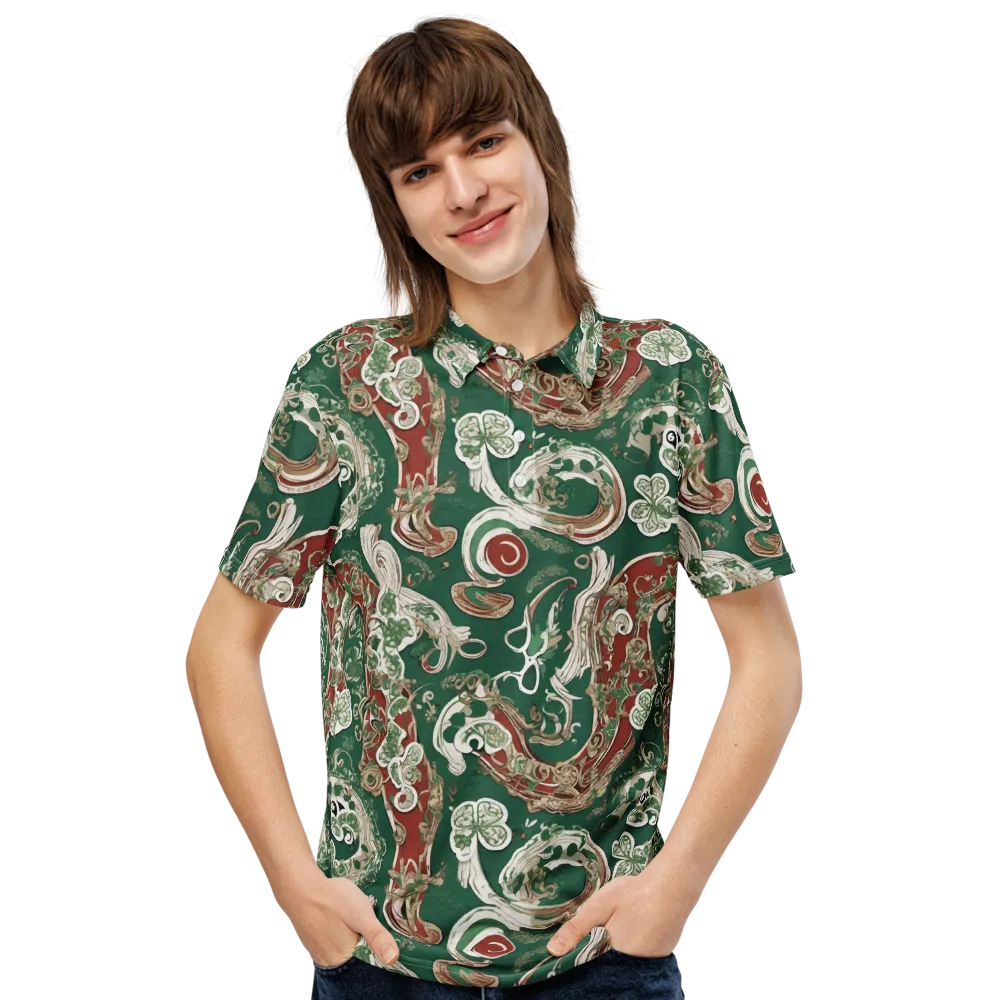 Emerald Curlicue on Men's Slim Fit Polo Shirt — Front