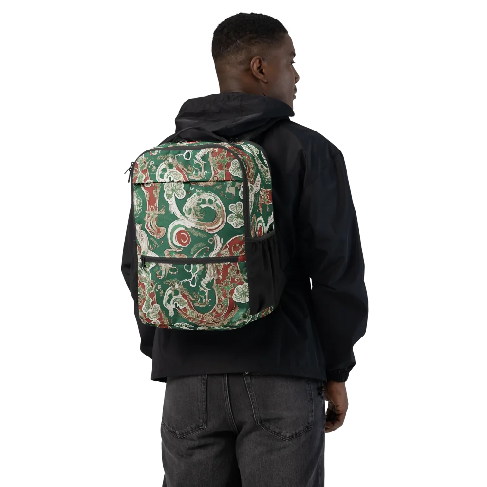 Emerald Curlicue on Utility Backpack — Back