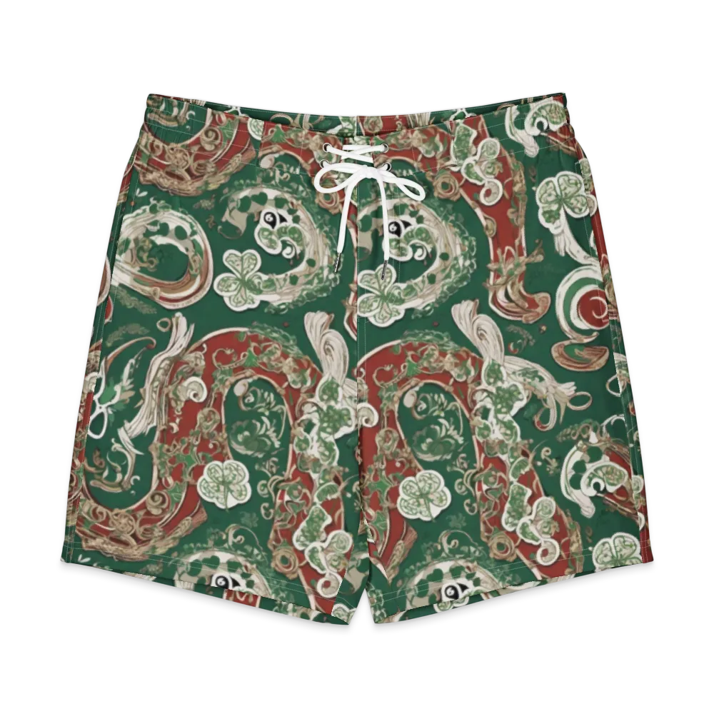 Emerald Curlicue on Men's Board Shorts — Front