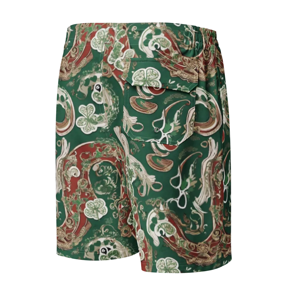 Emerald Curlicue on Men's Board Shorts — Back