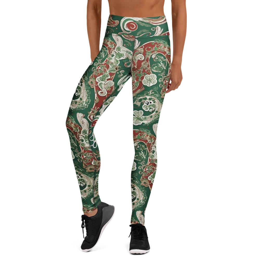 Emerald Curlicue on Yoga Leggings — Front